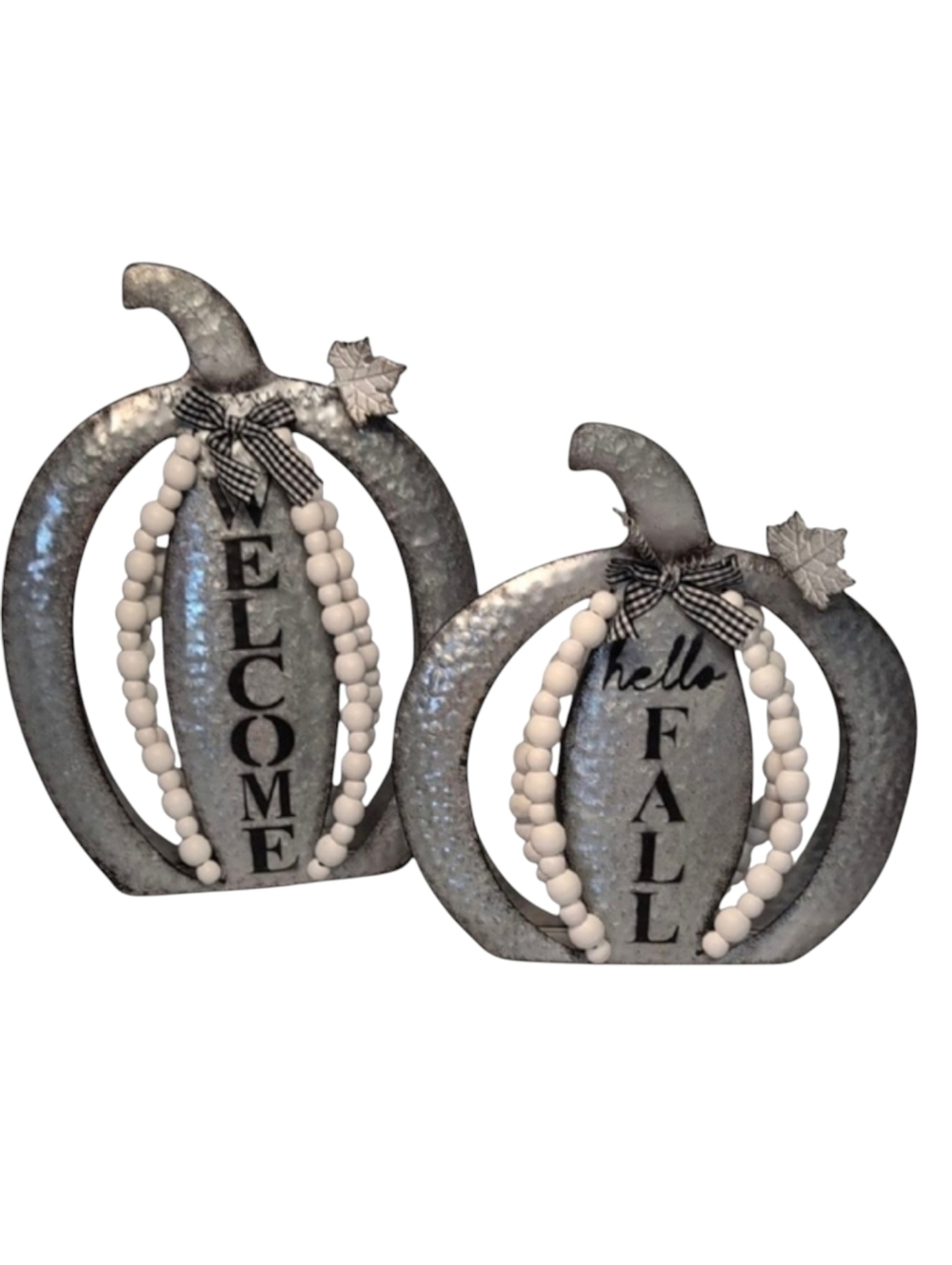 Farmhouse Fall Pumpkin Decor Metal & Wooden Beads